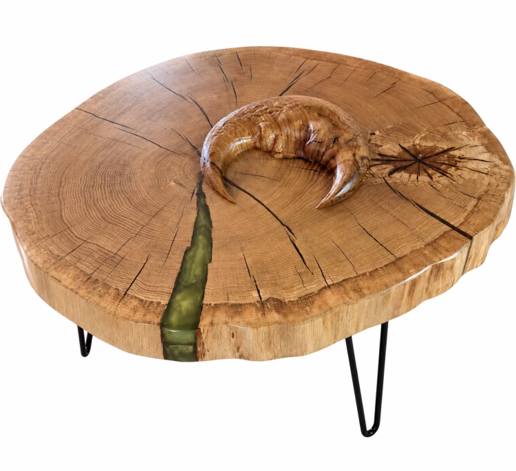 Rustykalny stolik z żywicą i rzeźbą crescent.png
